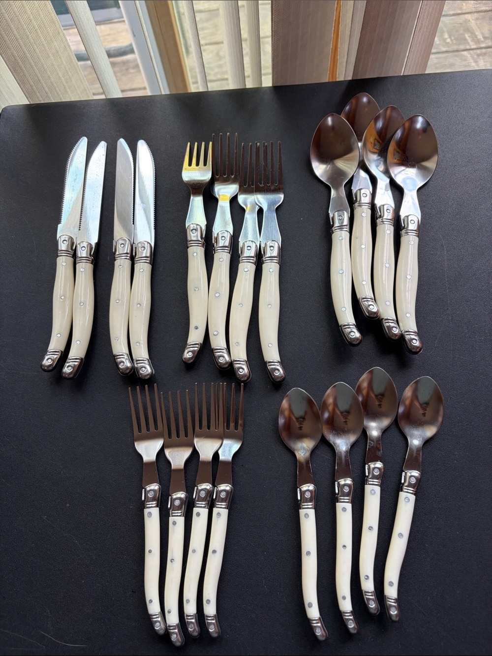 Ivory Handle Stainless Steel Flatware Set - 20 Piece Home Dining Collection
